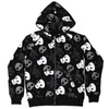 Herrhuvtröjor Sweatshirts Pullover Overdimensionerad dragkedja Fleece Heavyweight Full Face Zip Hoodie Halloween Skull Printing