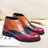 Brogue Ankle Boots Men Shoes Colorblock Pu Square puntige teen gegraveerd kant comfortabel modebedrijf Casual feest AD182