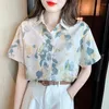 Kvinnor blusar kvinnor lös blommig blus sommarlapa chiffon skjortor topp kort ärm femme blusas mujer de moda 738a