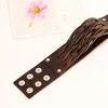 Reihen Geflecht Leder Armreif Manschette Multilayer Wrap Button Verstellbares Armband Armband für Männer Frauen Modeschmuck Schwarz
