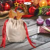 Gift Wrap Christmas Candy Bags Antlers Velvet Draw String Bunny Packing Drop Party Decoration 2023 Navidad 220921