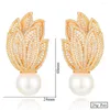 Stud Earrings GODKI Luxury Trendy Leaf Big Earring For Women Wedding Party Imitation Pearl Cubic Zirconia High Jewelry Addiction 22337708