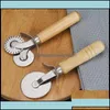 Cake Tools Round Pizza Cutter Knife Roller Clutc Stainless Steel Cutters Wood Handle Pastry Nonstick Tool Wheel Ot2So