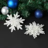Juldekorationer plastvit snöflinga hängande hängsmycken Merry Tree Decor for Home Xmas Ornament Navidad Party Supplies