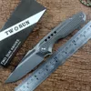 Twosun D2 Stonewash Blade Pocket KnifeセラミックボールベアリングワッシャーTC4チタンハンドル折りたたみ屋外キャンプハンティングEDC TS194