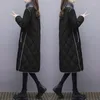 Damesgeulcoats mode Long Parka vrouwen 2022 Winterjas losse watten katoenen gekantde standaard coller jas uit het kader van het dikke warmte warm warm warm