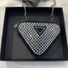 Bolsas de lona de diamantes crossbody de alta qualidade feminino luxuoso ombro de triangular de triangular de moda de moda crossbodys bolsa de mulher carteira