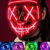 Masques de fête Halloween Néon LED Masque de purge Masque Mascarade Lumière lumineuse dans l'obscurité Fournitures de costumes de cosplay drôles 220921