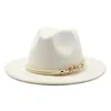 Широкие шляпы Brim Blackwhite Simple Church Derby Top Panama Solid Fed Fedoras для мужчин Женщины искусственная шерстяная смесь джаз 220922