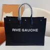 가죽 토트 가방 여성 Rive Gauche 핸드백 어깨 가방 쇼핑 가방 지갑 엠보싱 편지