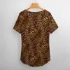 Shirt Leopard Skin Print T Plus Size Trendy Spotted Striped Pretty S Short Sleeves V Neck Casual Tees Ladies Summer Tops