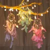 Strings Colorful Feather Wind Chime Dream Catcher Pendant Fairy Light Garland Christmas Wedding Valentine's Day PartyDecoration