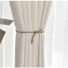 Rideau moderne blanc pur épais rideaux de fenêtre pour salon chambre translucide aveugle coton lin Tulle tissu drapé