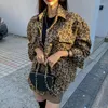 Jackets femininos da feminina 2022 Spring Vintage Leopard Jacket Plus Tamanho Casual Casual Casual Tops de inverno Para mulheres roupas elegantes