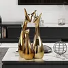 Party Decoration 3 PCS Modern keramisk djurfigur Dekorativ staty Deer Porcelain Home Desktop Decor Christmas Silver