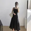 Casual Dresses French Retro Suspender Dress Elegant Women's 2022 Spring and Summer Sundress Sexig Hepburn Black Tank f￶r kvinnor