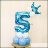 Decorazione per feste 17 pezzi Stella blu Numero Palloncino Corona Foil Palloncini Ragazzo Piccolo Principe Decorazioni per il primo compleanno Bambini 2 anni Bdesports Dhus2