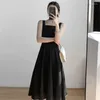 Casual Dresses French Retro Suspender Dress Elegant Women's 2022 Spring and Summer Sundress Sexig Hepburn Black Tank f￶r kvinnor