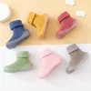 Boots Children Mid-tube Nonsilp Sock Shoes TPE Sole Imitation Cashmere Baby Toddler Floor Winter Plus Velvet Thickened Booties