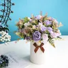 Decorative Flowers White Silk Artificial Roses Wedding Autumn Decoration High Quality Big Bouquet Luxury Fake Flower Arrangement Bulk