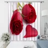 Rideau Belle Po Mode Personnalisé 3D Rideaux Rose Rouge Blackout Salon Chambre