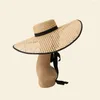Geniş Memlu Şapkalar 202204-HH5203 Şık Model Gösterisi Yaz Straw Çin tarzı El Dokuma Süreci boş zaman Lady Sun Cap Kadın Şapkası