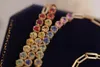 22092207 Kvinnors smyckekedja armband Rainbow Round Sapphire AU750 Gul guld 16/18 cm Justerbar ädelstenar Fashion Girl Gift Idea Original kvalitet
