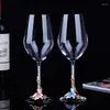 Vinglas Europeiska h￶gkvalitativa emalj Red Cup Set Crystal Champagne Decanter Glass Goblet for Wedding Party Supplies