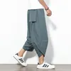 Men's Pants Summer Men 100 Cotton Harem Pants Shorts Chinese style Casual Hip Hop Streetwear Drawstring Beach Cropped Pants Large Size 5XL 220922