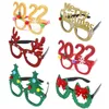 Glitter Christmas Glasses Decoration 2023 Holiday Glass Frame Xmas Home Decorations Home BBB15777