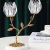 Candelabros Romántico Europeo Cristal Titular Lotus Glass Pequeño Oro Boda Vintage Araña Bougeoir Hogar y Jardín