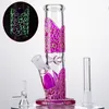 Glow in de donkere rechte perc waterpijpolie olie dab rigs 5 mm dik glazen bong pureroom uil uil paarse stickers waterleidingen 18 mm vrouwelijk gewricht met kom verspreid downstem