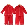 Pyjamas Pyjamas Kinder Großhandel Kinder Kleidung Blank Nachtwäsche Baumwolle Pyjama Weihnachten Rüschen Rüschen Kleinkind Mädchen Velour Set 220922