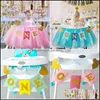 Decorazione per feste Compleanno Lettera Stampa Bandiere Tessuto non tessuto Ghirlanda Banner Baby One Years Old Shower Decor Drop Deli Packing2010 Dh8Df