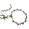 Handgemaakte simulatie bloem kroon krans hoofdband halo bruids bruid bloemen haar slinger bohemian strand feestje kopstuk