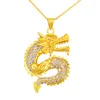 Pendant Necklaces Tiny Zircon Dragon Chain Gold Plated Fashion Cool Men Jewelry Gift