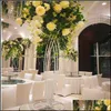 Party Decoration 10Pcs Factory Wholesale Wedding Tall Metal Table Centerpiece Stands Flower Vase Stand Gold Column Senyu Packing2010 Dhf7B