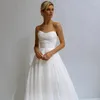 Robe de mariée Simple pli Tulle robes sans bretelles chérie plage mariée élégante sans manches côté fendu Boho robe de mariée