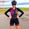 Cycling Jersey Sets Cafitte ladies cycling jersey Macaquinho GO mountain bike long-sleeved jumpsuit sportswear blue uniform suit 220922