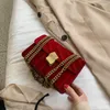 이브닝 가방 여성 핸드백 크로스 바디 작은 사각형 가방 소프트 벨벳 체인 버클 플랩 지갑 캐주얼 어깨 메신저 가방