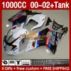 FAIRINGS TANK OEM f￶r Suzuki GSXR 1000 CC K2 GSXR-1000 GSXR1000 2001 2002 2002 BODY 155NO.72 GSX R1000 1000CC 00-02 GSX-R1000 00 01 02 Injektion M￶gel m￶gelm￤ssa Vit Bl￥