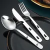 3pcs/set Combination Spoon Fork Knife Cutlery Set Stainless Steel Multifunction Lock Catch Outdoor Sport Camping Flatware Tableware Hands Tool