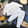 Pajamas Kids Girls Summer Children Sleepwear Baby Sets Flower Lace Cotton Nightwear Clothes Clothing 2 7Y 220922