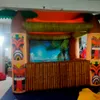 Открытый открытый надувной тики-бар 3 м Lx2,5 мВт с переносным пабом с пальмой, обслуживающим бары для летней пляжной вечеринки