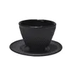 Tasses soucoupes tasse à thé en fonte 4 pièces ensemble de tasses et plats loisirs Drinkware eau noire brillante