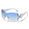 Solglasögon designer överdimensionerad rimlös y2k kvinnor män mode vintage nit solglasögon för kvinnliga glasögon UV400 203o