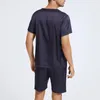 Herren-Trainingsanzüge, Herren-Homewear, Eisseide, einfarbig, dünnes Hemd, zweiteiliges Set, Pyjama, kurzärmelige Shorts, lässige Sportbekleidung, große Größe