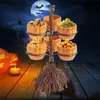 Hundkläder Halloween Pumpkin Snack Bowl Stand Candy Basket Fruit Storage Dessert Holder Kitchen Table Party Diy Decoration 220921