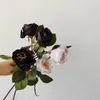 Decoratieve bloemen Simulatie Bloem Single Rose Pearl Zwart Rood kunstmatig gedroogd bruiloft Decoratie Party Garden Outdoor Home Decor