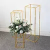 Party Decoration Metal Cake Stand With Clear Acrylic Cover Gold Plated Cuboid Flower Wedding Centerpiece Home Decor